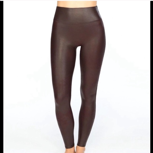 SPANX Pants - SPANX faux leather mahogany leggings